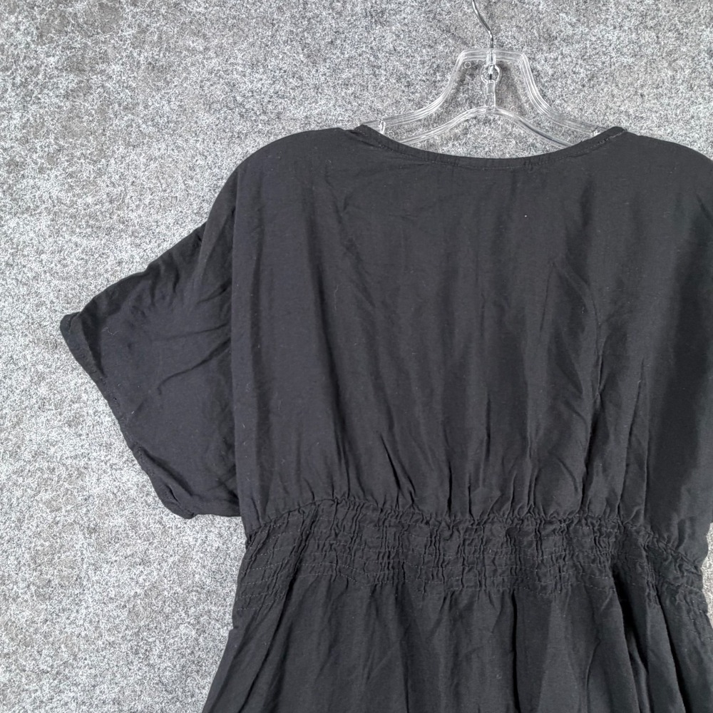 Angie Mini Dress Womens XL Black Studded Short Sleeve Casual Party Wear V Neck - Picture 15 of 16